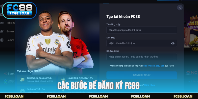 Các bước để đăng ký FC88