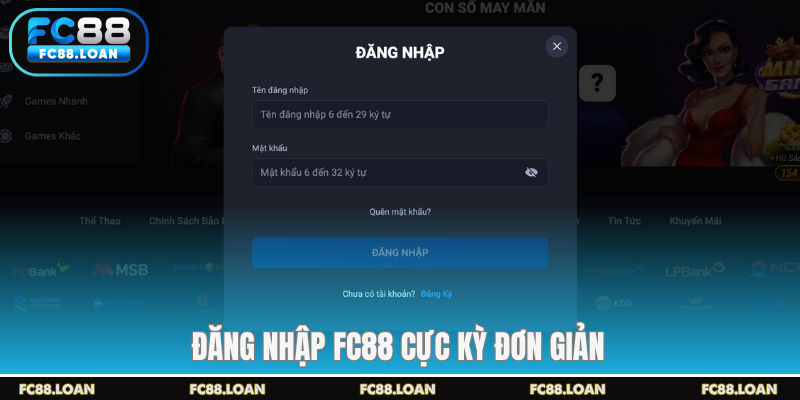 Đăng nhập FC88 cực kỳ đơn giản